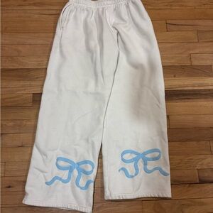 Edikted White Pants with Blue Bow Detail